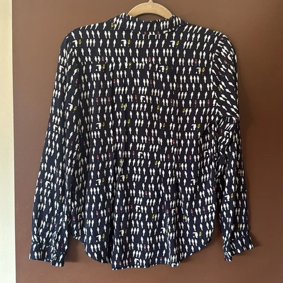 Maeve Anthropologie Bird Print Long Sleeve Button-down Blouse - Picture 4 of 6